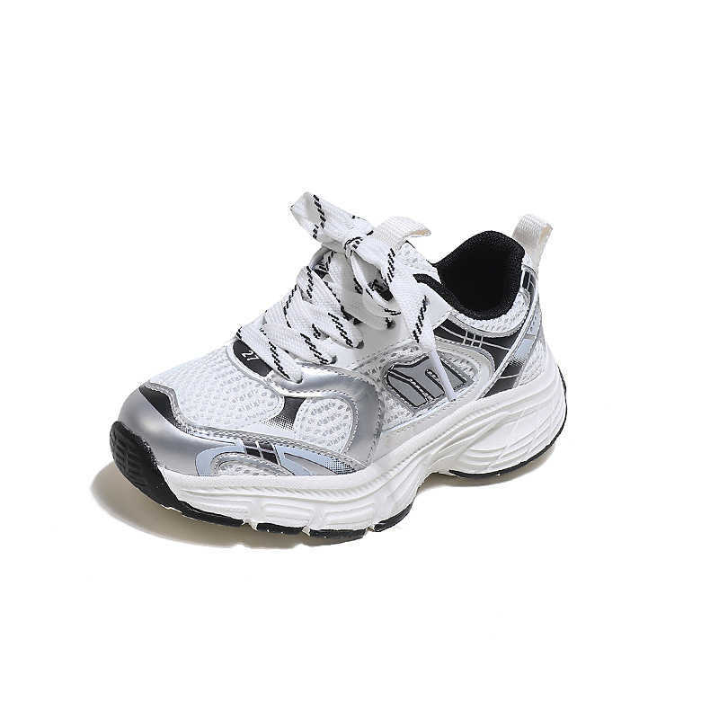 Athletic Outdoor Childrens mesh sports 2024 spring new item for boys and girls casual lightweight soft sole dad shock-absorbing running shoes C260130