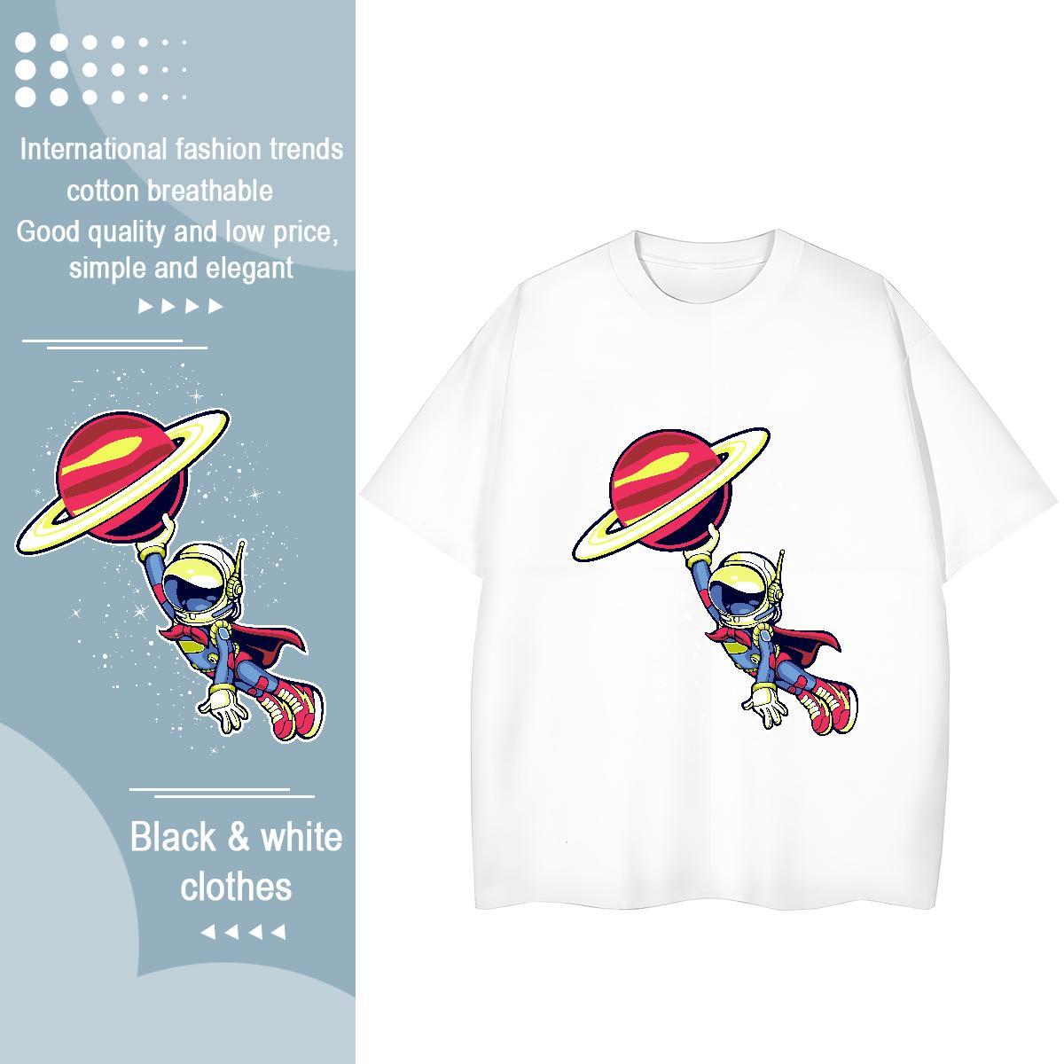 Free Shipping Woman Tshirt 230g 100% Cotton cosmonaut Sports Casual Woman T Shirts Breathable Soft Oversized L-4XL Top Tees