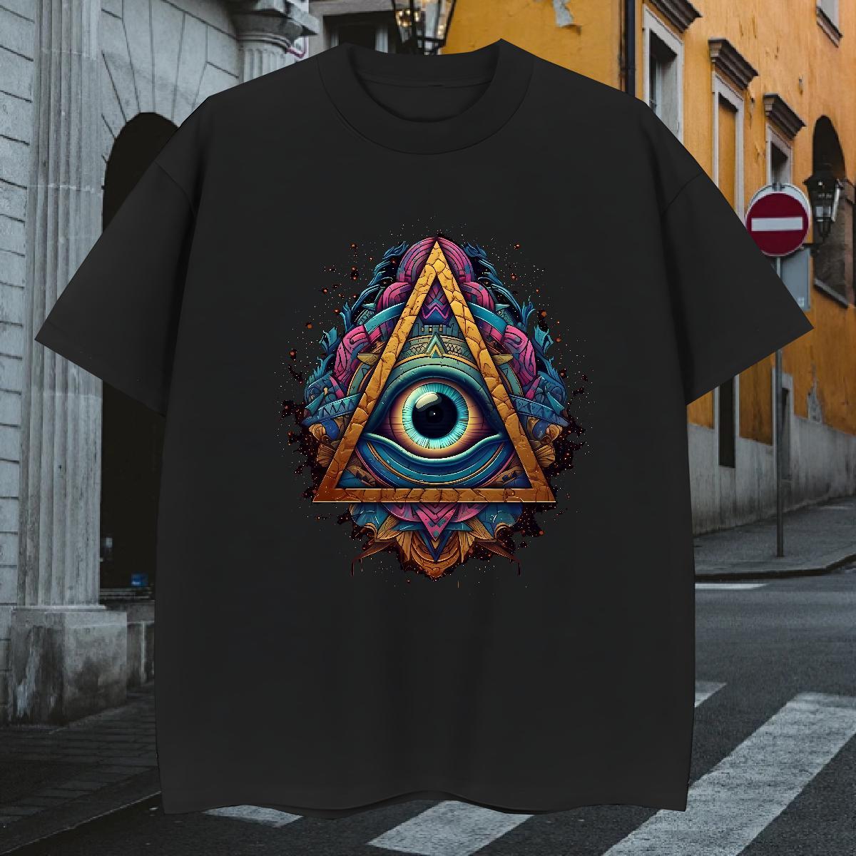 Classic Man T Shirts 230g 100% Cotton eye of the devil Hip Hop Street Oversized Breathable Couples T Shirts Fashion Designer Wear
