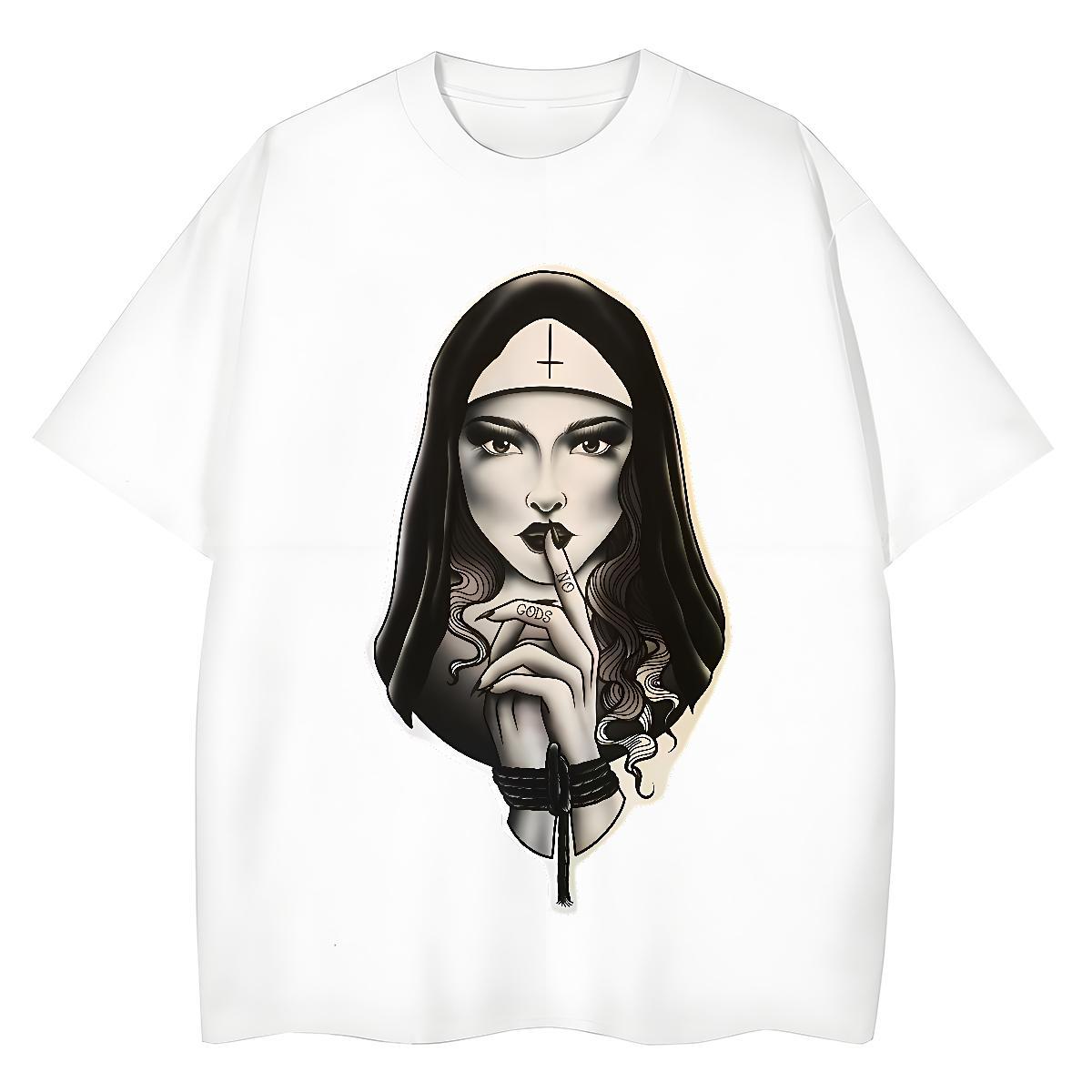 Popular Women Tshirts 230g 100% Cotton nun Daily Outfit T-Shirts Crew Neck Floral Print Tops