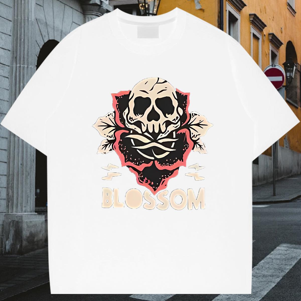 Unisex T-Shirts 230g 100% Cotton halloween Summer Casual Black White Breathable Short Sleeve Men Tshirts Fashion Designer Clothings