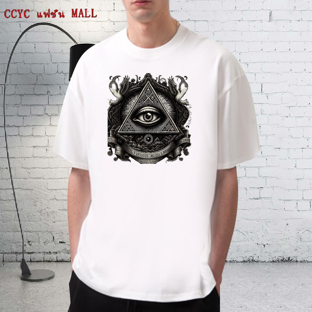 Loose T-Shirts 230g Cotton eye of the devil Outdoor Anime Print O-Neck Short Sleeve Tshirts DIY Tees