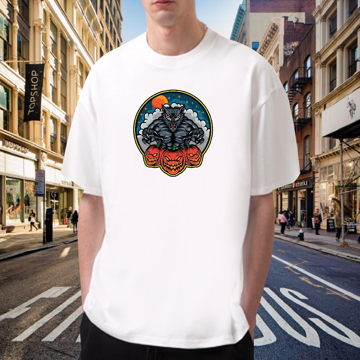 Soft T Shirt For Man 230g 100% Cotton skull Anime Printing Street Plus Size Cartoon Crew Neck Breathable Tshirt for Man Woman Customized Clothings