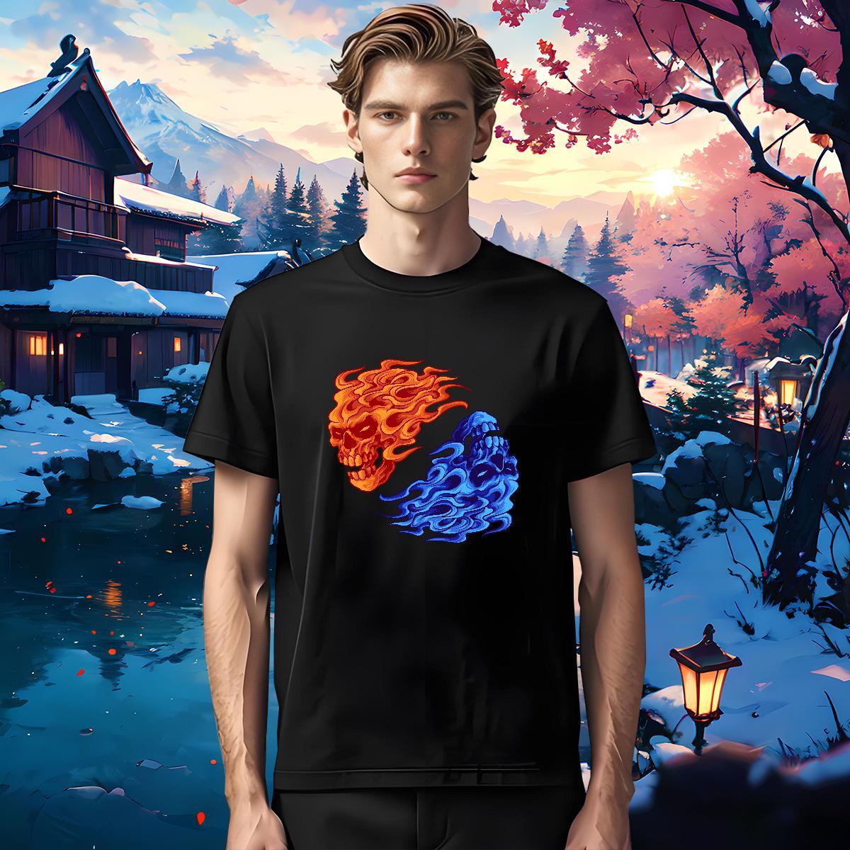Cool T-Shirts for Men 230g 100% Cotton skull Hip Hop Street White Plus Size Breathable Couples T Shirts 2024 Summer Clothings