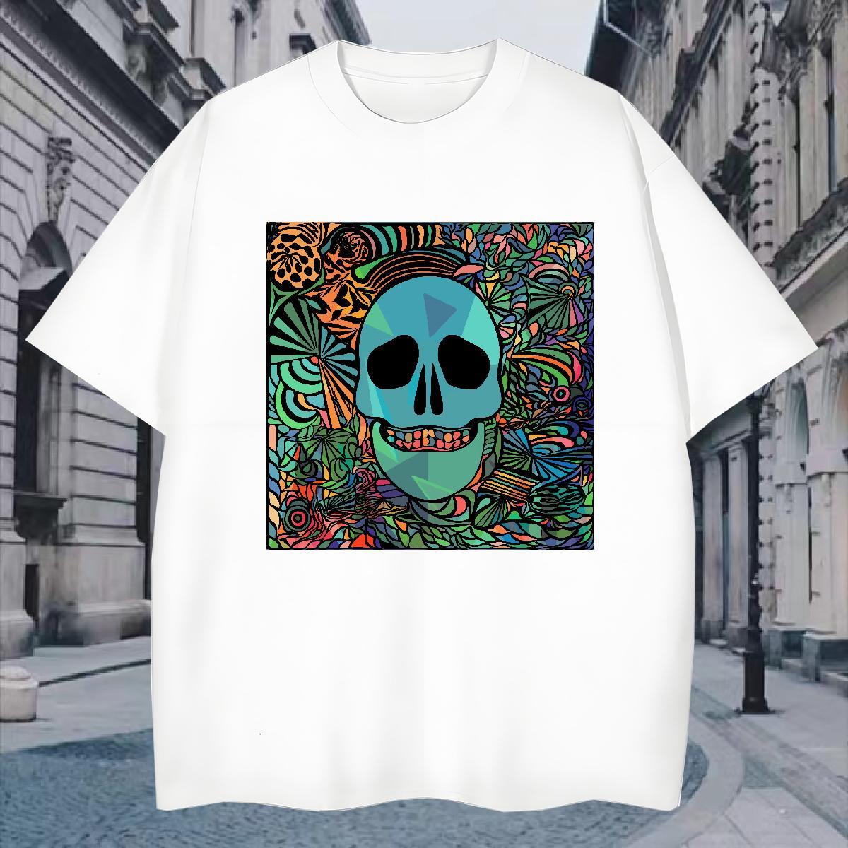 Unisex T-Shirts 230g 100% Cotton skull Sport Skull Breathable Soft Men Tshirts Casual New Tops