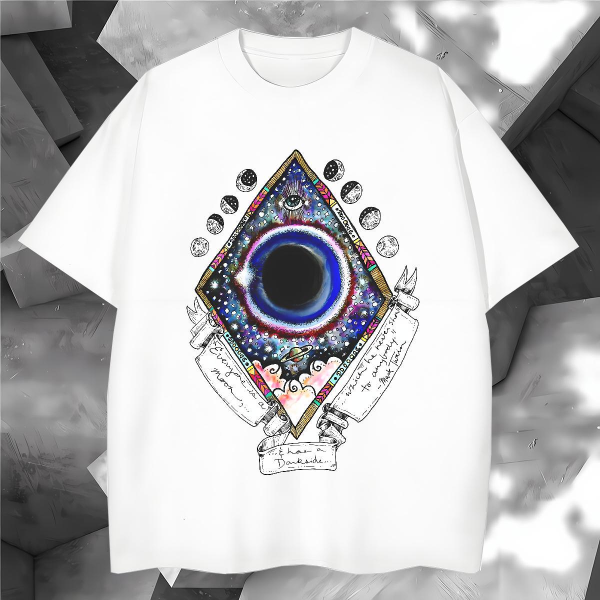 Classic T shirt 230g Pure Cotton eye of the devil Sports Casual Black White Breathable Soft Men Tshirts Wholesale Tops Tees