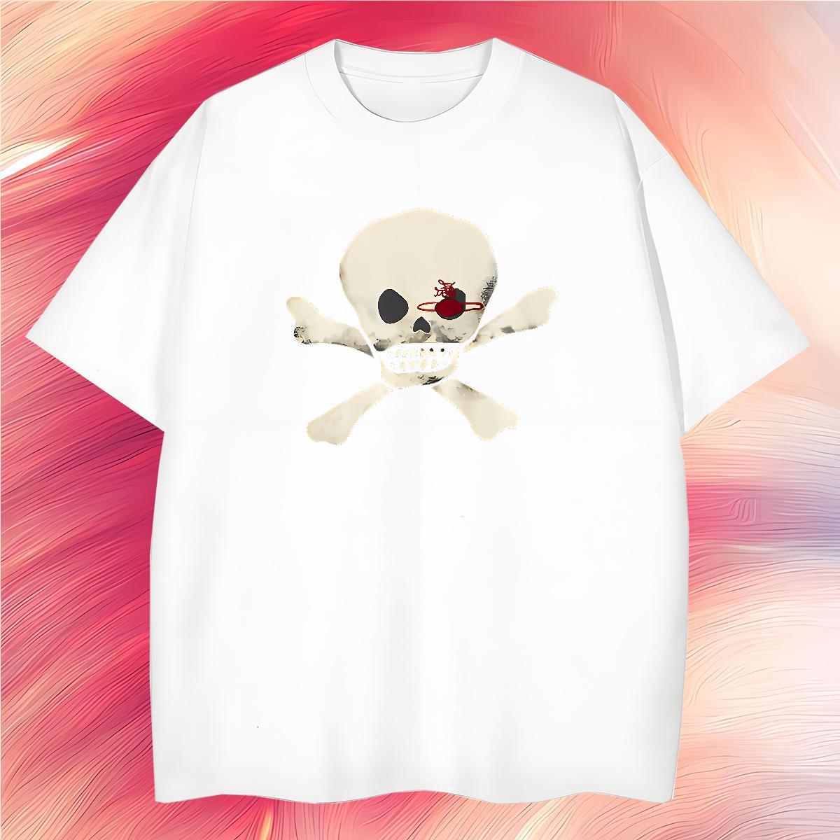 Cool Design Men T Shirts 230g Pure Cotton skull Street wear Hip Hop Custom Cartoon Breathable Crew Neck Men Tops Tees Designer Clothes