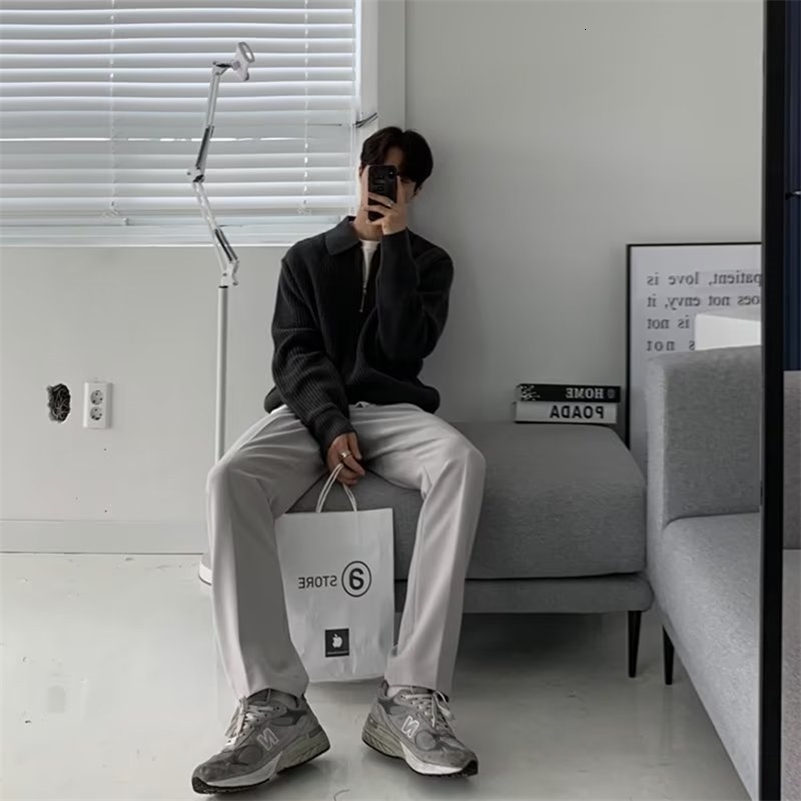 Men Korean Fashion Knitwear Harajuku Knit Sweater Casual Pullovers Jumpers Warm Sweatshirts Vintage Sweaters Man Winter Clothing 240824