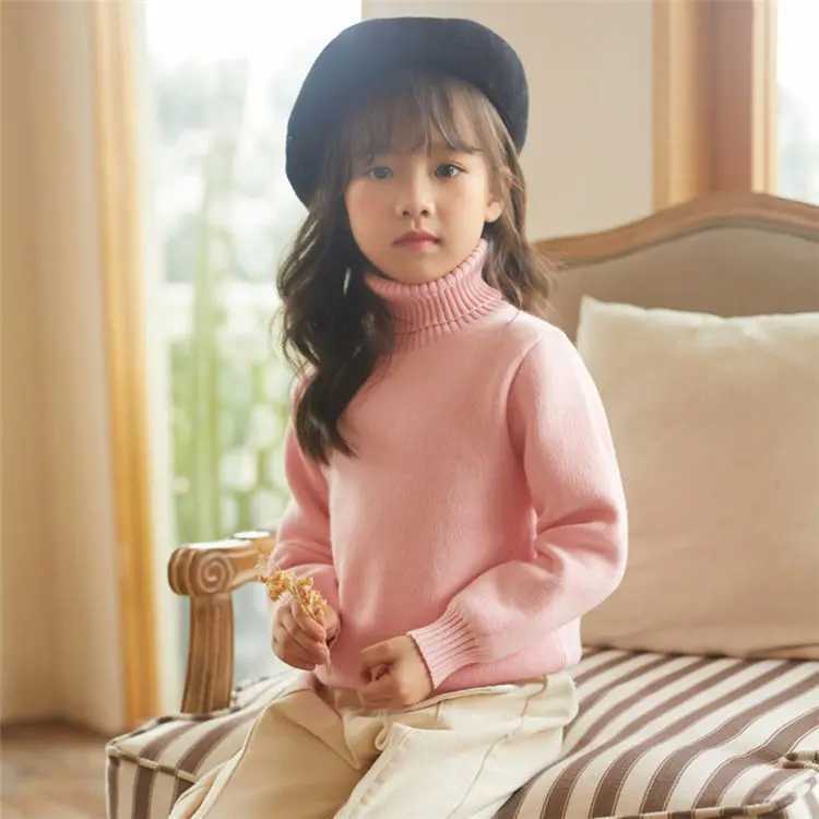 Sweater New Baby Girls Autumn and Winter High Collar Zipper Childrens Single Layer Lining Ultra Thick UnderwearW240824