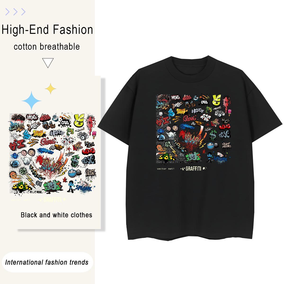 Brand Tshirt for Man Woman 230g Cotton icon Sports Casual T-Shirts Crew Neck Breathable Plus Size Cartoon Top Shirts