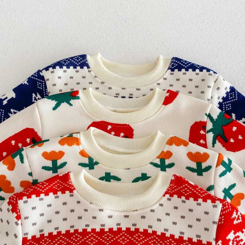 New Childrens Baby Girl Boy Cute Clothes for Winter 2023- Knitted Flowers Thick Warm Sweater for Preschool Children Drawer Top 1-7YW240824