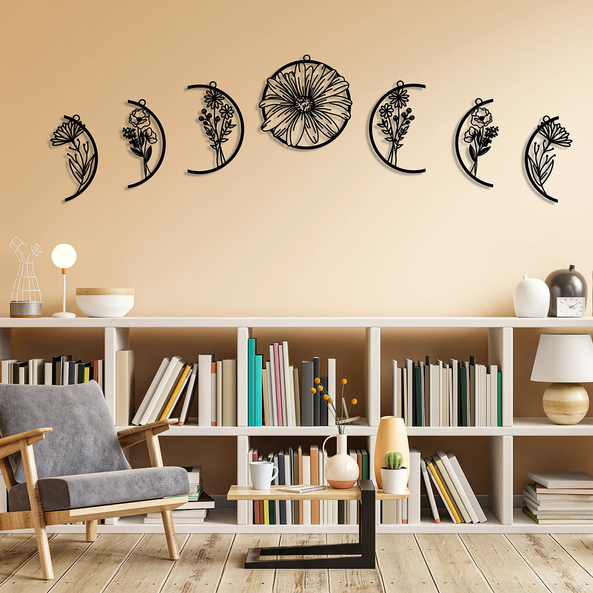 Bohemian Decor Moon Flower Metal Wall Decor Living Room Decor Kitchen Decor Bed Decor