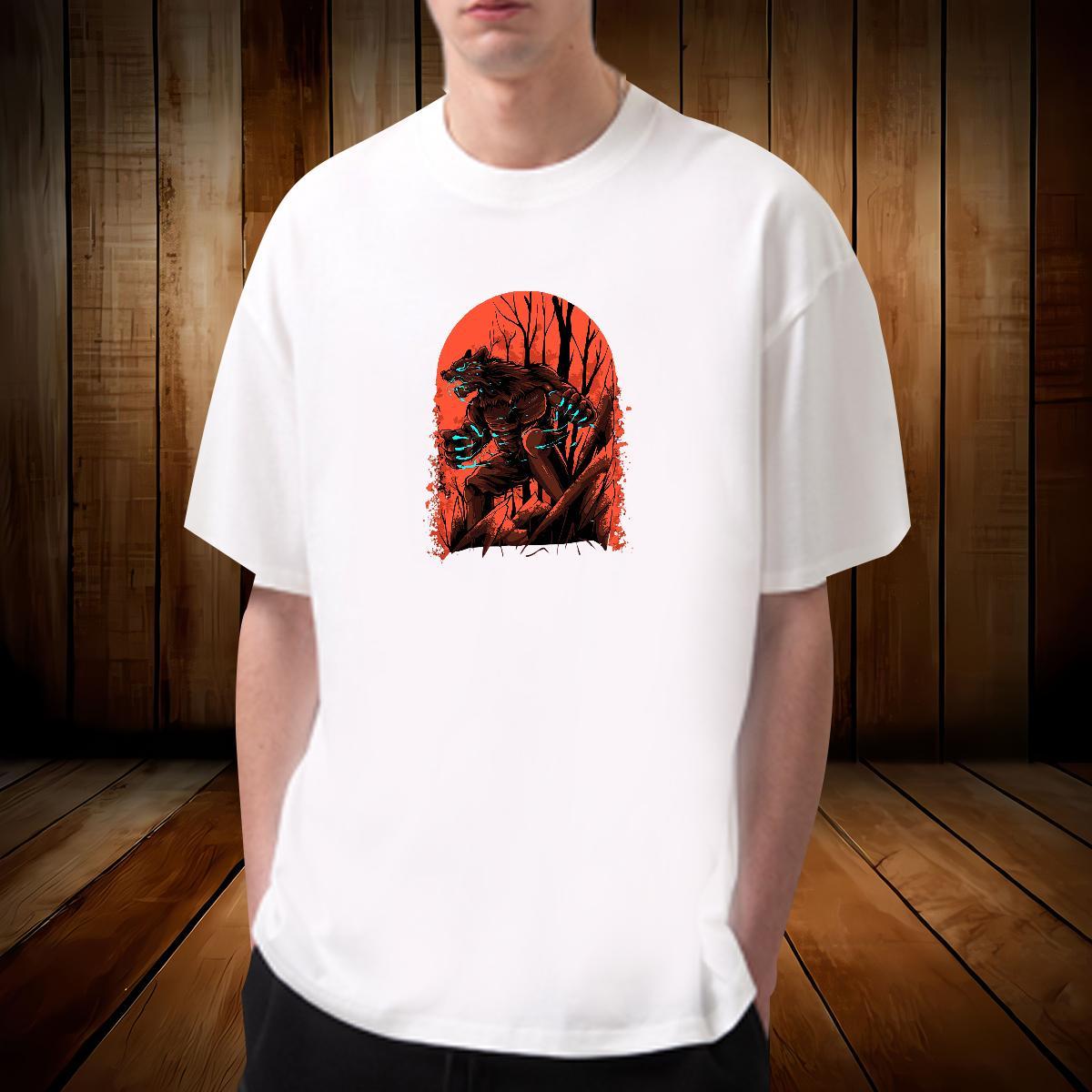 Soft T-Shirts for Men 230g Cotton skull Beach Cartoon Print Breathable Short Sleeve Tshirts Casual New Tees