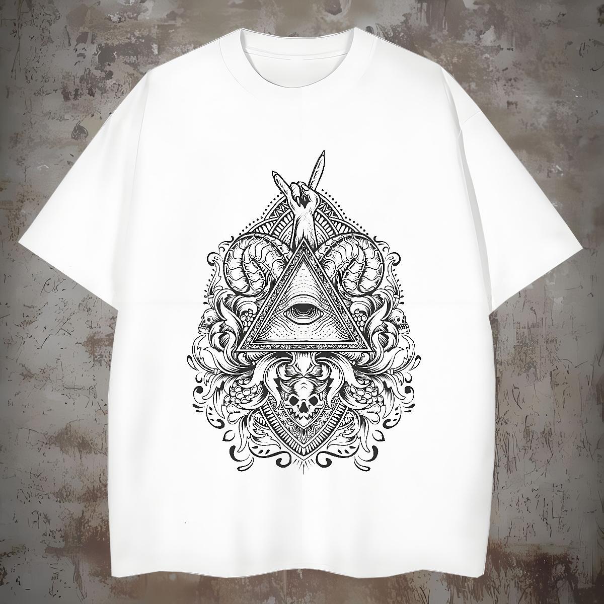 Loose T-Shirts 230g Cotton eye of the devil Casual Custom Anime Pure Cotton Men Tshirts Factory Direct Tops Shirt