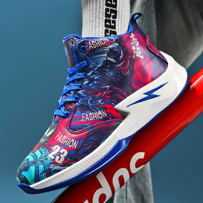 Men's Cartoon High-Top Trainers: Anti-Skid Platform Basketball Shoes for Outdoor Sports