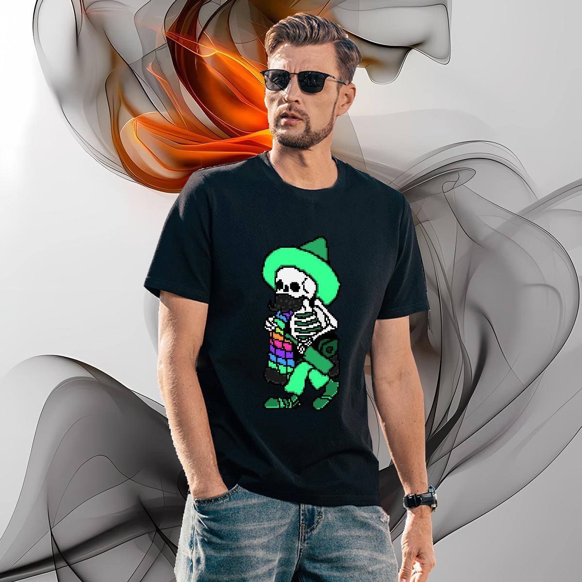 High Quality T-Shirts for Men 230g 100% Cotton skull Casual Daily Wear Black Oversized Round Neck Short Sleeve Couples T Shirts DIY Tops Shirt
