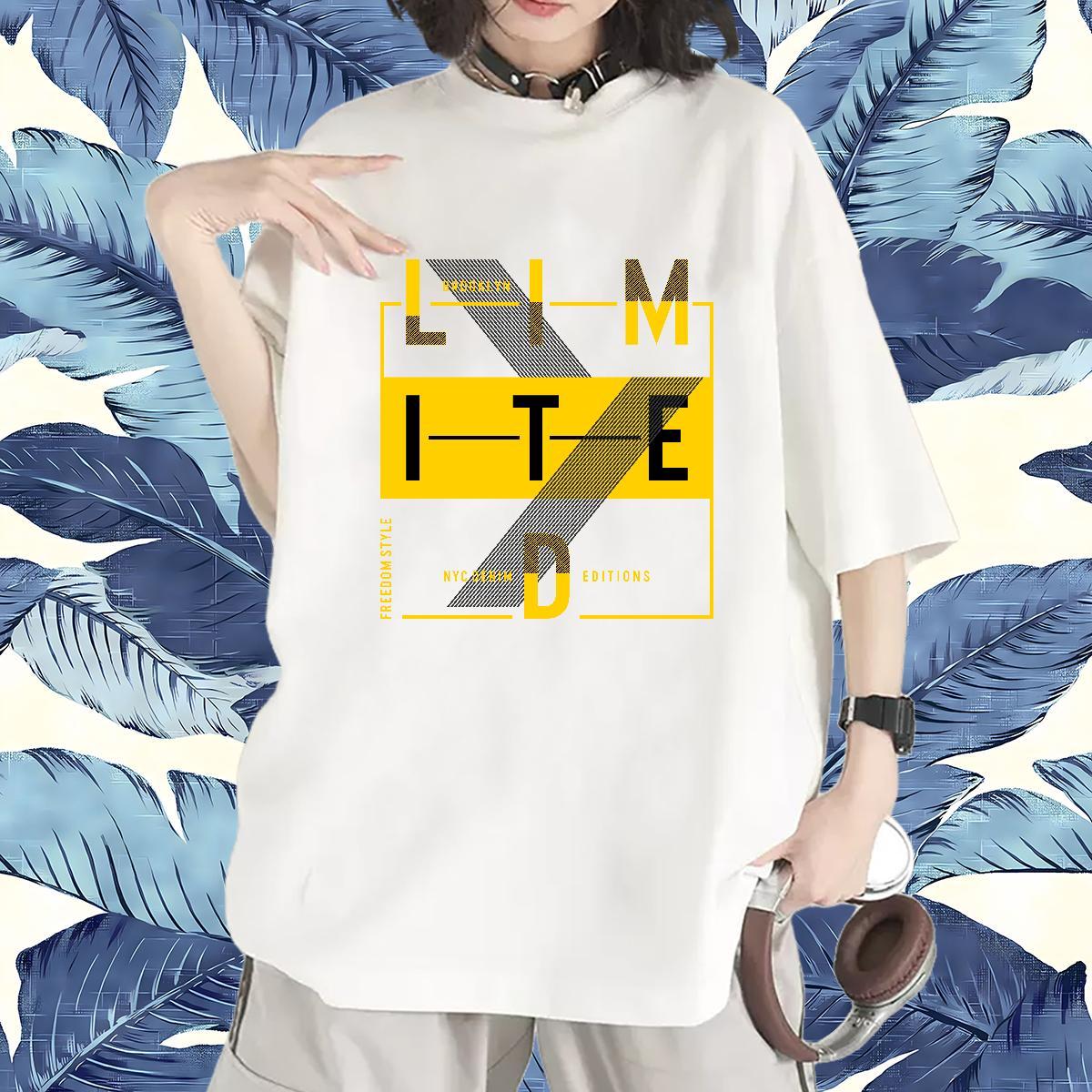 High quality Women Tshirts 230g Pure Cotton letter Daily Wear T-Shirts for Women Breathable Short Sleeve Oversized Tops Tees