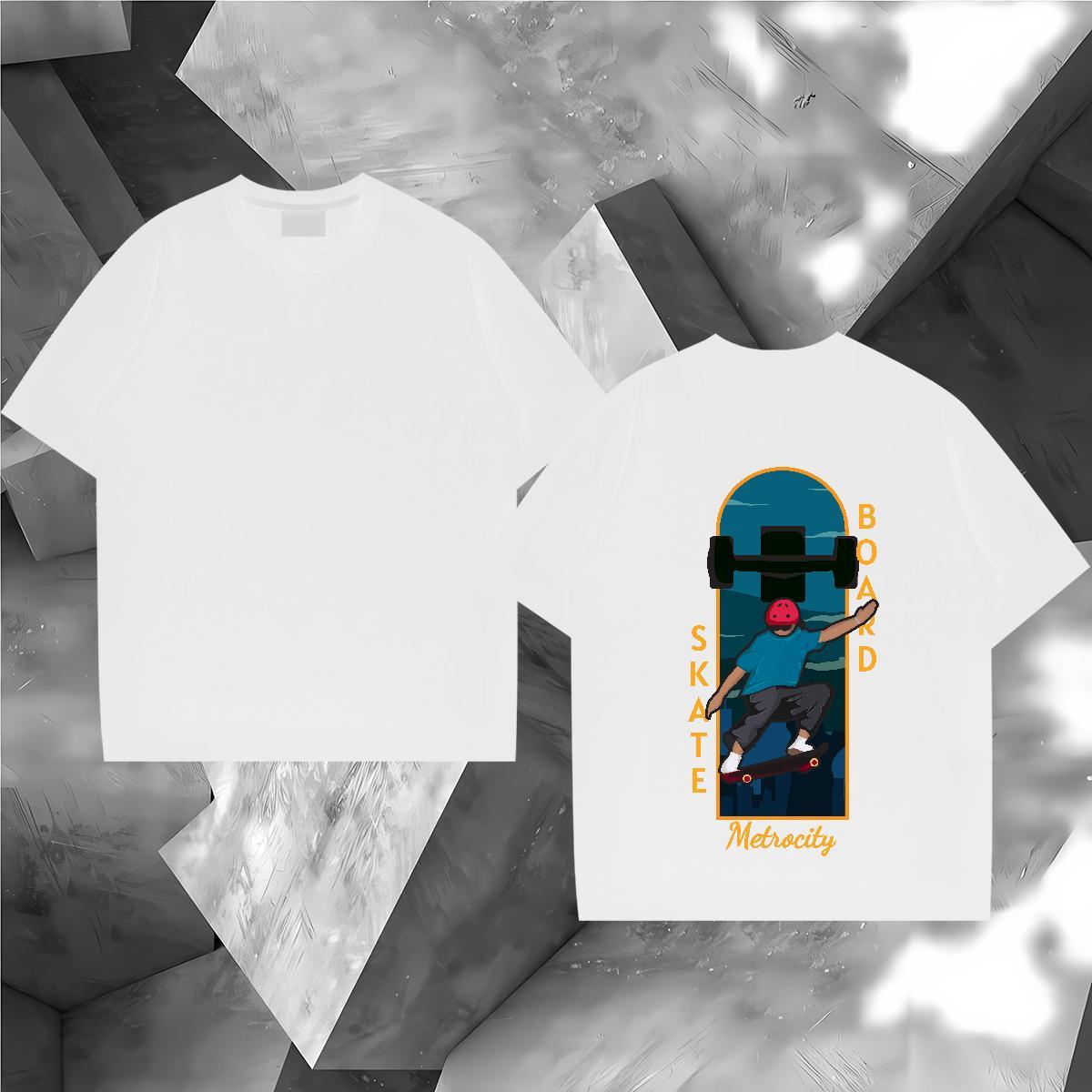 Designer T-Shirts for Men 230g Cotton painting Hip Hop DIY Logo Oversized Breathable Short Sleeve Men Tops Tees 2024 New Polos