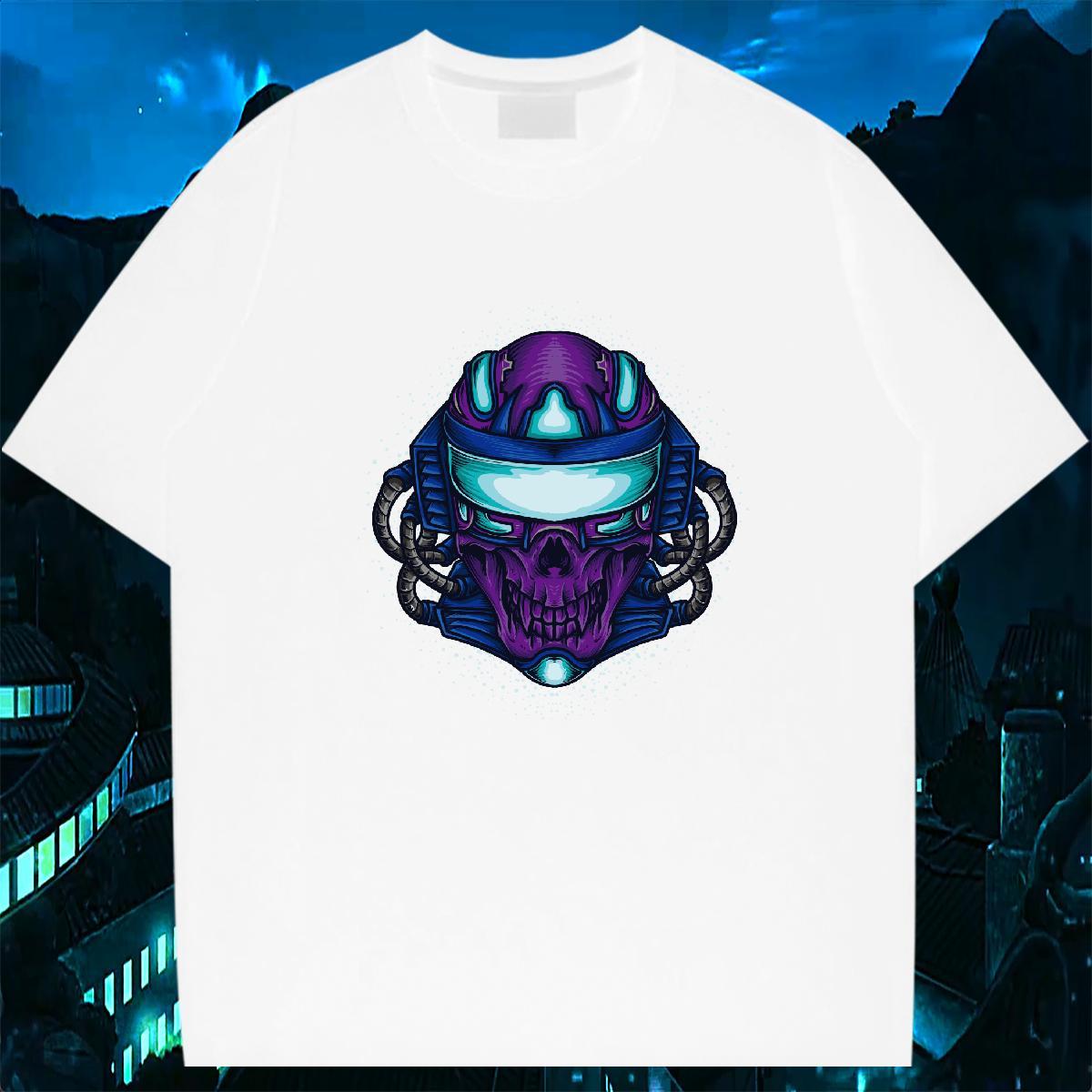 Free Shipping T-Shirts 230g Pure Cotton skull Casual Beach Oversized 4XL Breathable Crew Neck Tshirts Classic Casual Tops