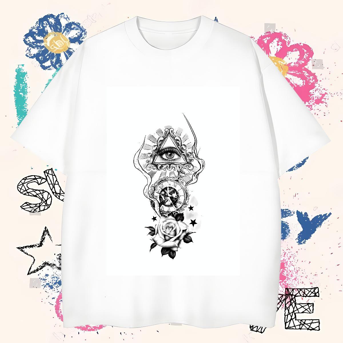 Cool Design T shirt 230g Pure Cotton eye of the devil Sport Custom Print Plus Size Crew Neck Breathable Tshirts DIY Customized Tops