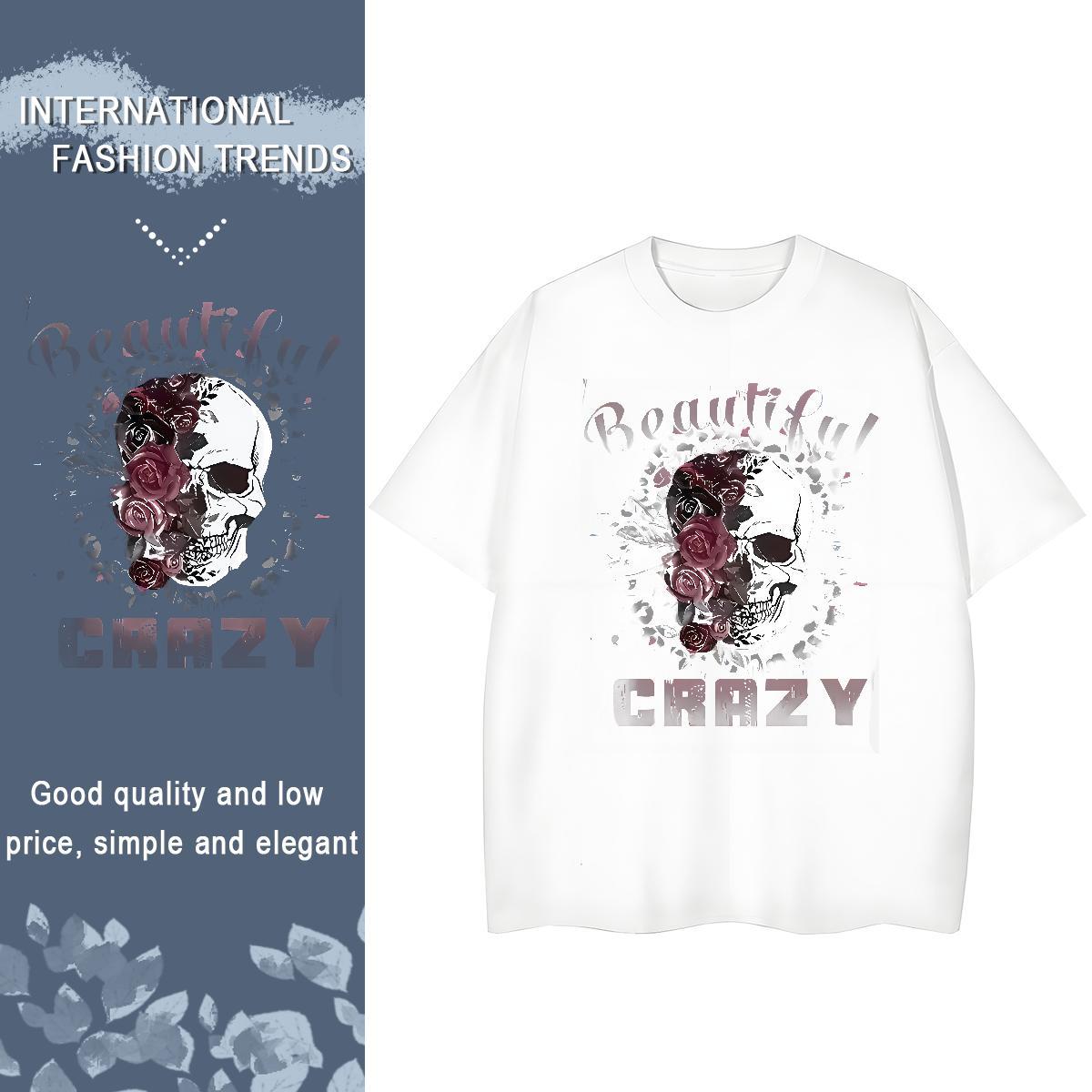 Fashion Casual T-Shirts 230g 100% Cotton Breathable Short Sleeve Hip Hop Street skull Women Tees Designer Nice Custom Print Oversized Clothes