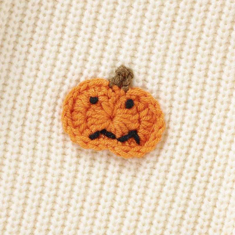 New Baby Boys and Girls Clothing Winter Orange Halloween Pumpkin Knitted Newborn Baby Unisex Sweatshirt Pulleys Purple Toddler JumperW240824
