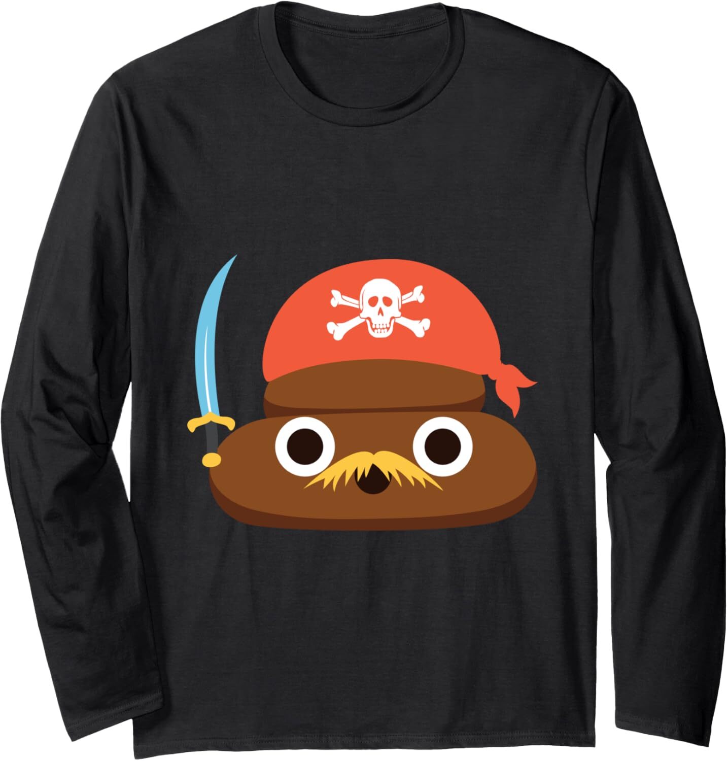 Long Sleeve Shirts for Men sweatshirt Blonde Moustache Smile Poop Pirate Funny Cartoon Long Sleeve T-Shirt T shirt Tee Streetwear Casual tops clothes