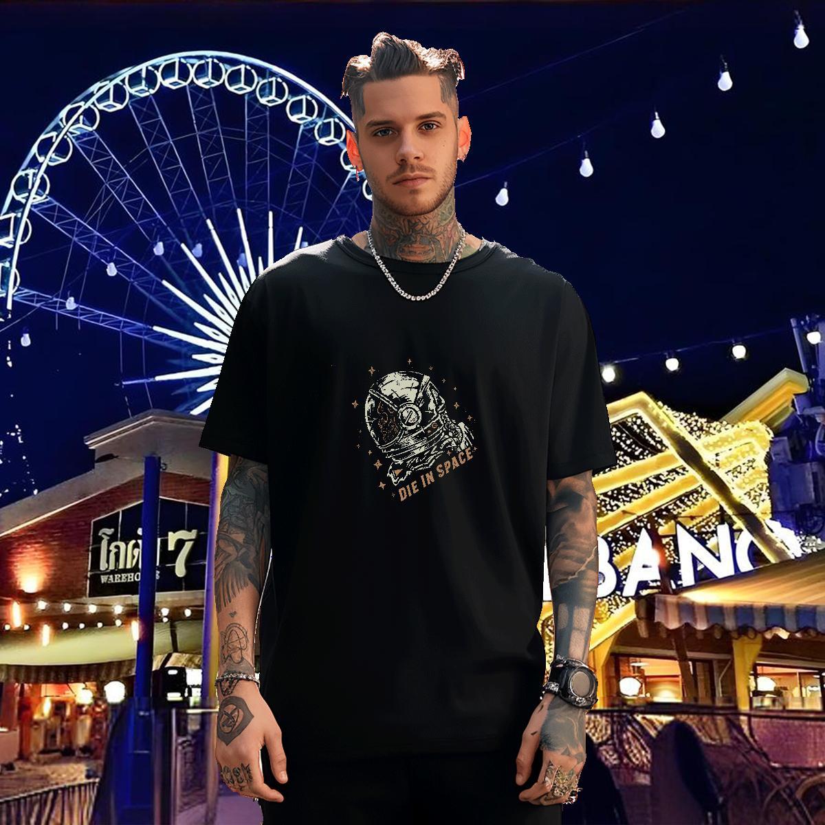 Free Shipping T-Shirts for Men 100% Cotton 230g skull Street Wear Plus Size Custom Breathable Short Sleeve Tshirts Fashion New Top Tees
