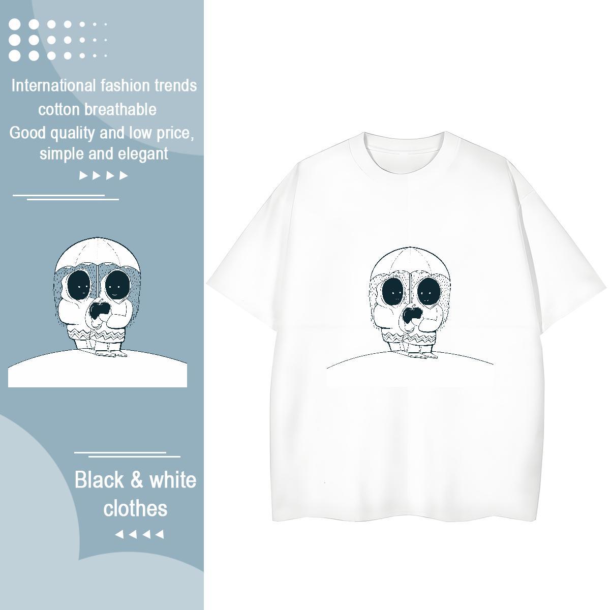 Loose Fit T Shirt For Man 230g Pure Cotton skull Outdoor Oversized 4XL Breathable Crew Neck Men Clothes T-Shirt Custom Tee Shirt
