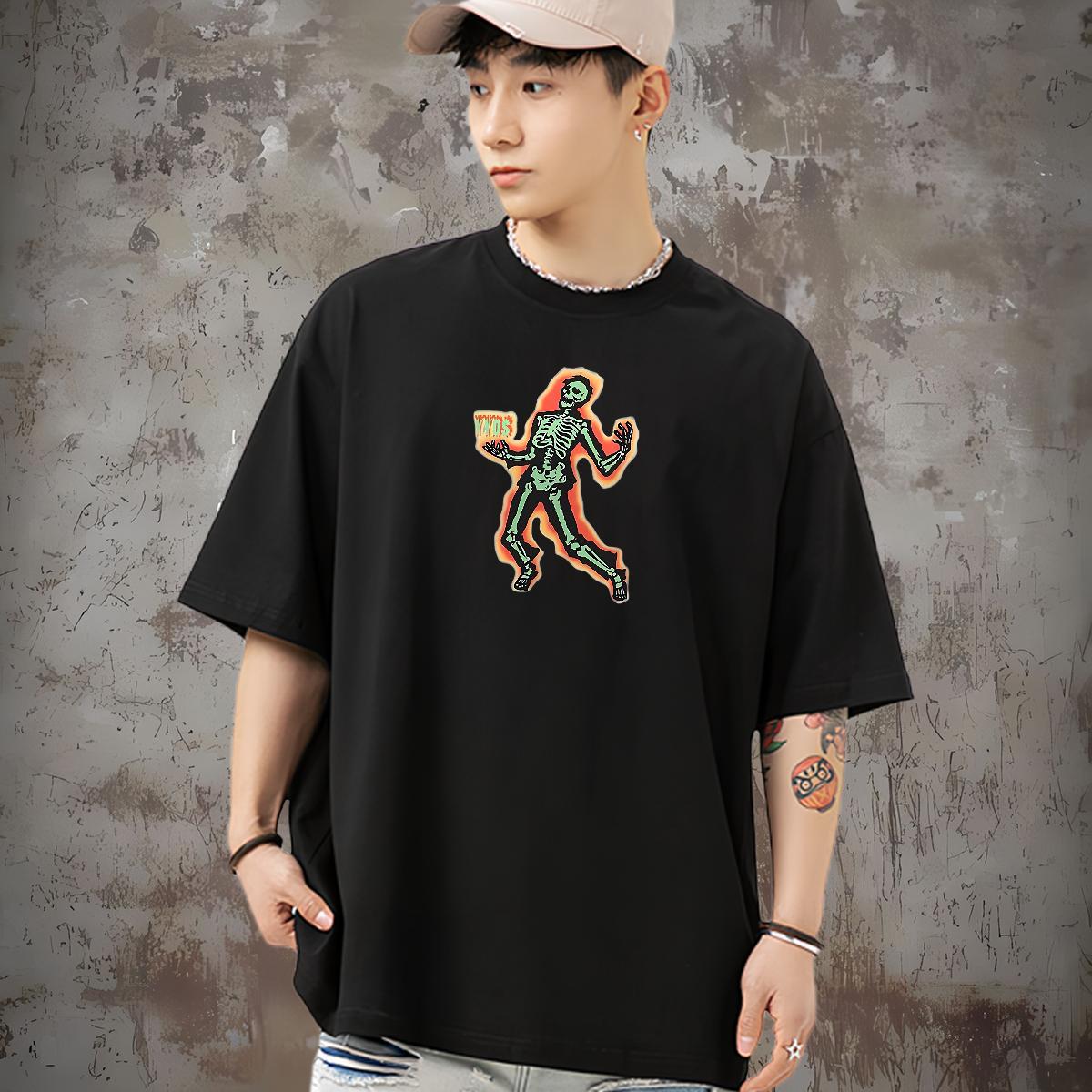 Popular Mens T Shirts 230g Cotton skull Spring Summer Custom Cartoon Short Sleeve Soft Men Tees Wholesale Polos