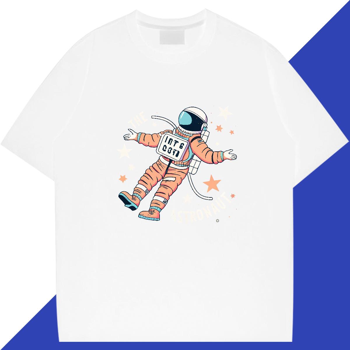 Wholesale Mens T Shirts 230g Pure Cotton spaceman Street Wear DIY Anime Crew Neck Men Tees Customized Clothings