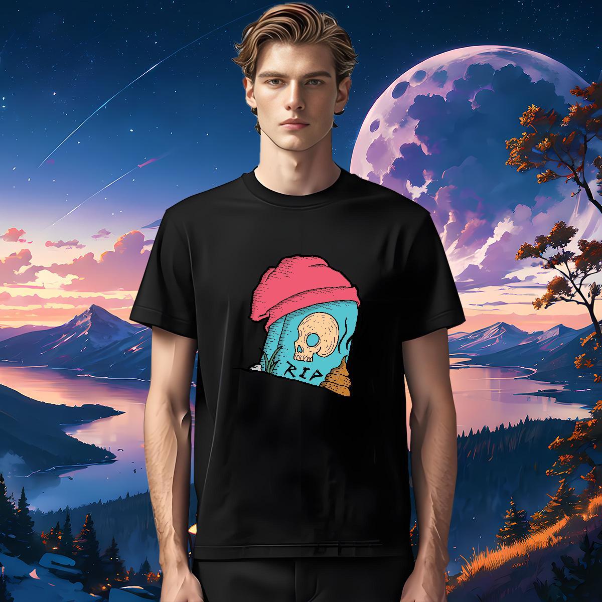 Loose Mens T Shirts 100% Cotton 230g skull Hip Hop Street DIY Breathable Crew Neck Men Clothes T-Shirt Designer Fashion Clothings