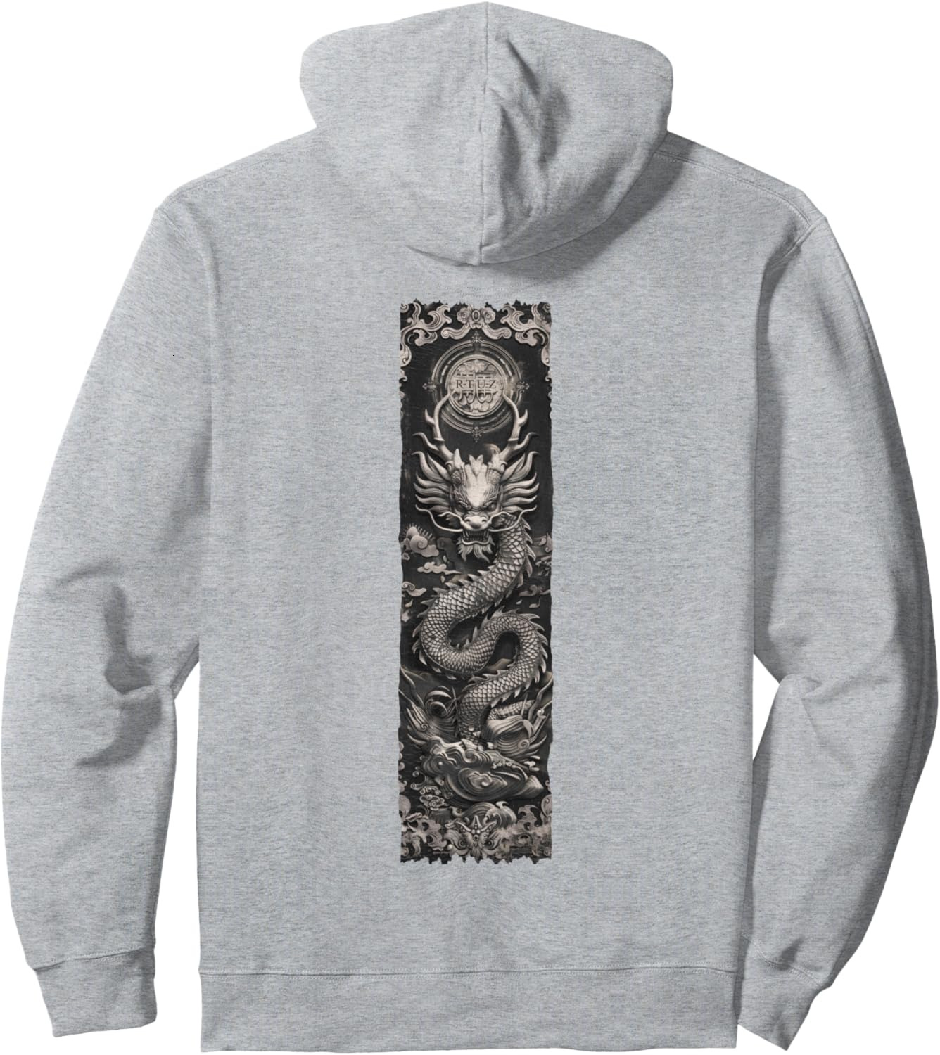 Hoodie for Mens Womens Elegant chinese calligraphy back print dragon Pullover Hoodie Graphic Hoodies sweatshirt Pullover Long Sleeve