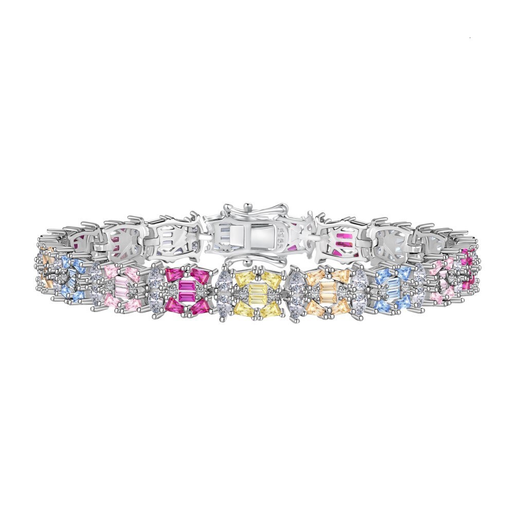S sier for women, niche, light , high-end, fashionable and elegant, colorful zircon small jewelry bracelet