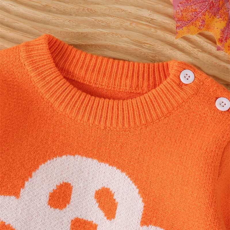 Halloween Childrens Sweater Boys and Girls Cartoon Knitted Zipper Childrens Autumn and Winter Baby Casual Coat Fashion Round Neck ClothingW240824