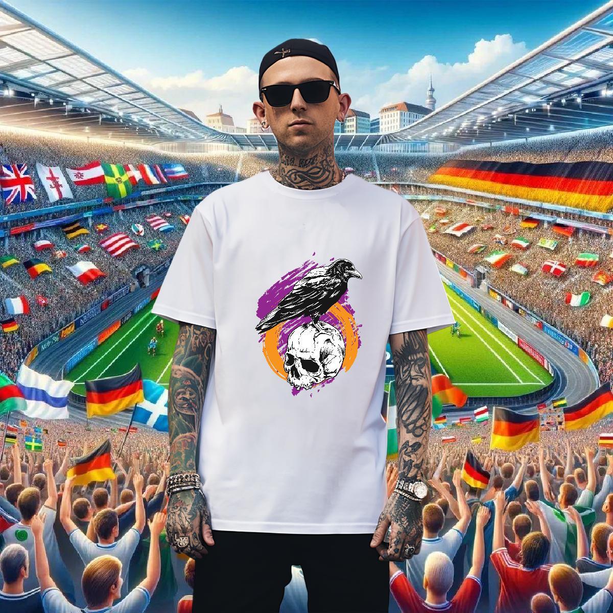 Comfortable T-Shirts for Men 230g 100% Cotton skull Hip Hop Custom Printing Breathable Short Sleeve Mens Tshirts Brand Tees