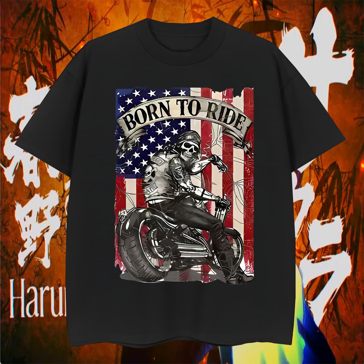 Popular T shirt 230g 100% Cotton skull Street Wear DIY Anime Crew Neck Breathable Men Tshirts 2024 DIY Tee Shirt