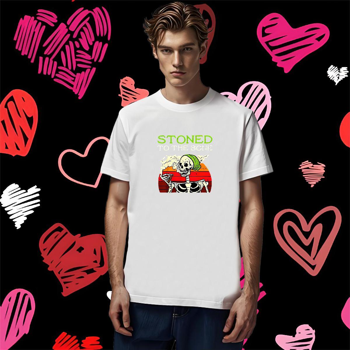 Free Shipping T-Shirts for Men 230g Cotton skull Street Casual Graphic Crew Neck Breathable Men Tops Tees Fashion Designer Polos