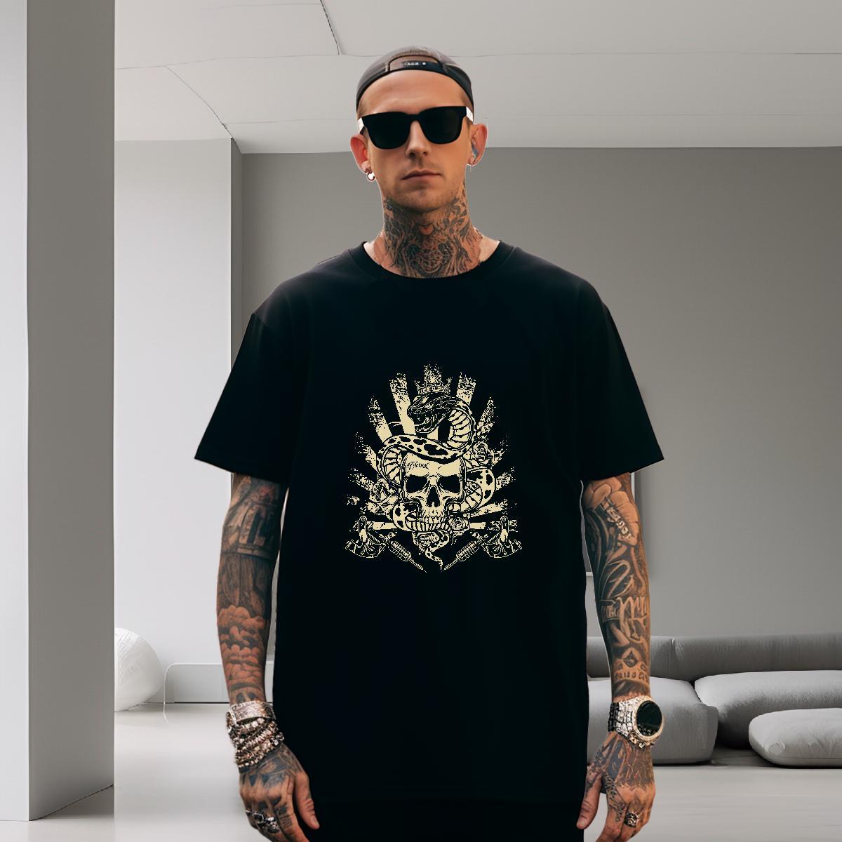 Designer T-Shirts for Men 100% Cotton 230g skull Spring Summer DIY Anime Breathable Soft Mens Tshirts Free Shipping Top Tees