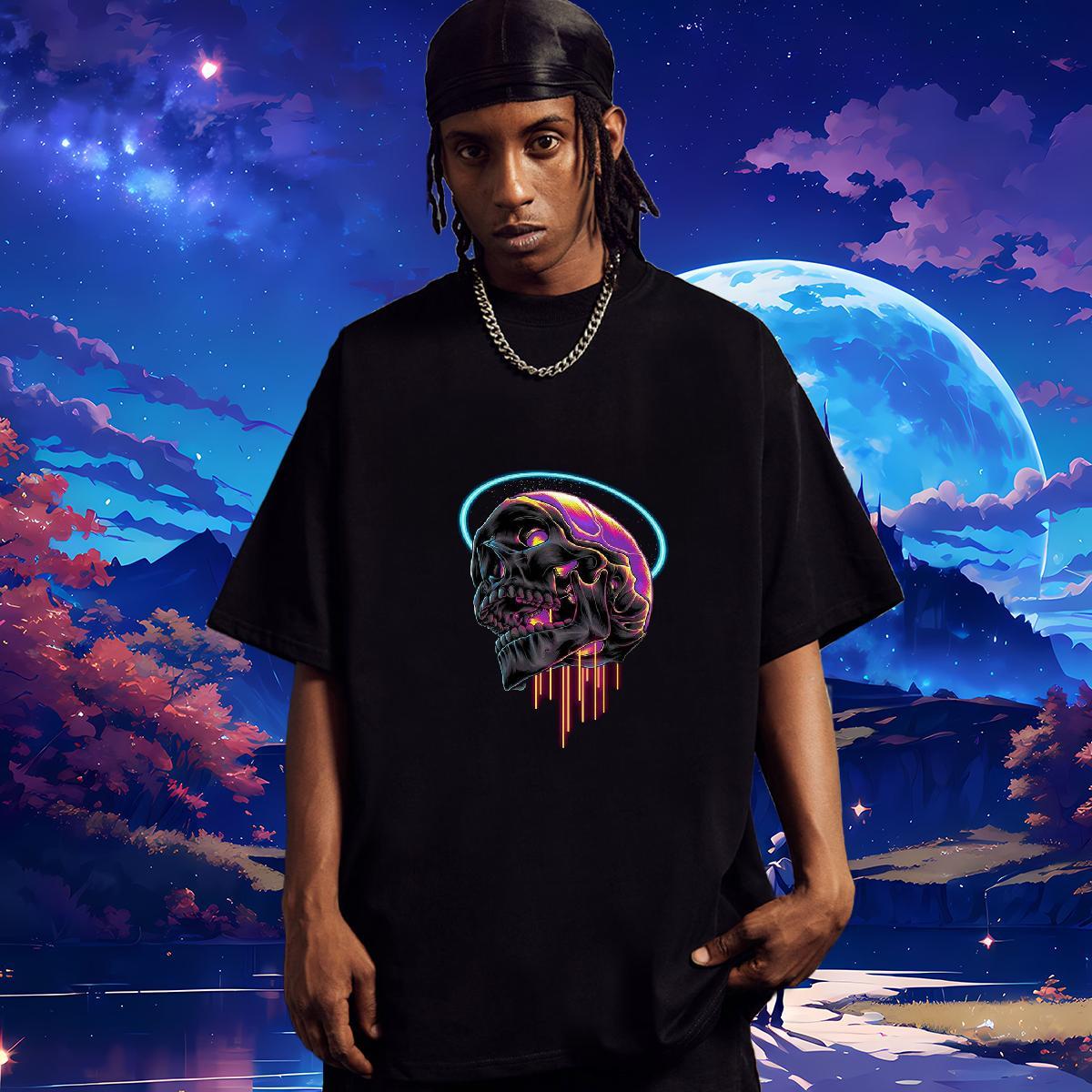Free Shipping T-Shirts 230g 100% Cotton skull Beach Oversized 3XL 4XL Round Neck Short Sleeve Men Clothes T-Shirt 2024 Tshirts
