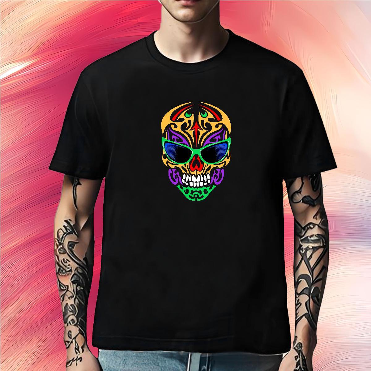 Wholesale T shirt 100% Cotton 230g skull High Street Hip Hop DIY Printed Short Sleeve Soft Tshirts Casual New Top Tees