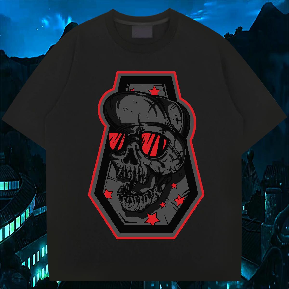 Free Shipping Mens T Shirts 230g Cotton skull Anime Printing Street Custom Cartoon Short Sleeve Soft Tshirts New Designer Top Tees