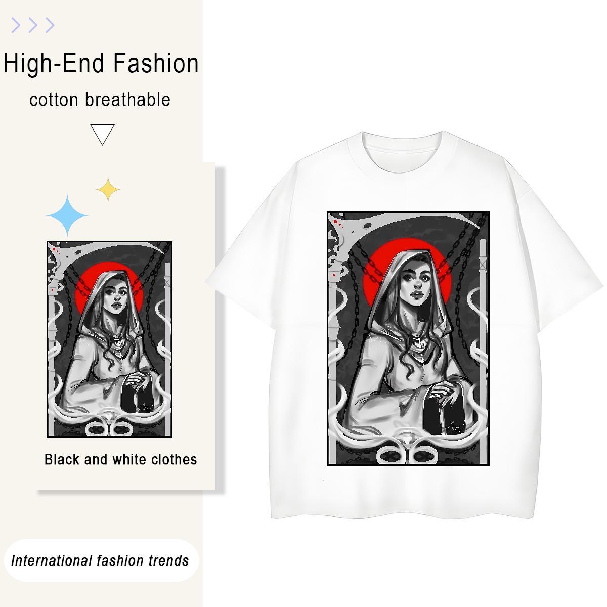 5A Women Tshirts 100% Cotton 230g nun Daily Wear Women T Shirts Crew Neck Floral Print Tees Shirts