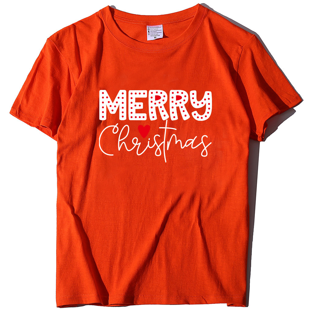 Round neck loose fit women's T-cotton short sleeved MERRG letter printed T-shirt dongdumaoyi