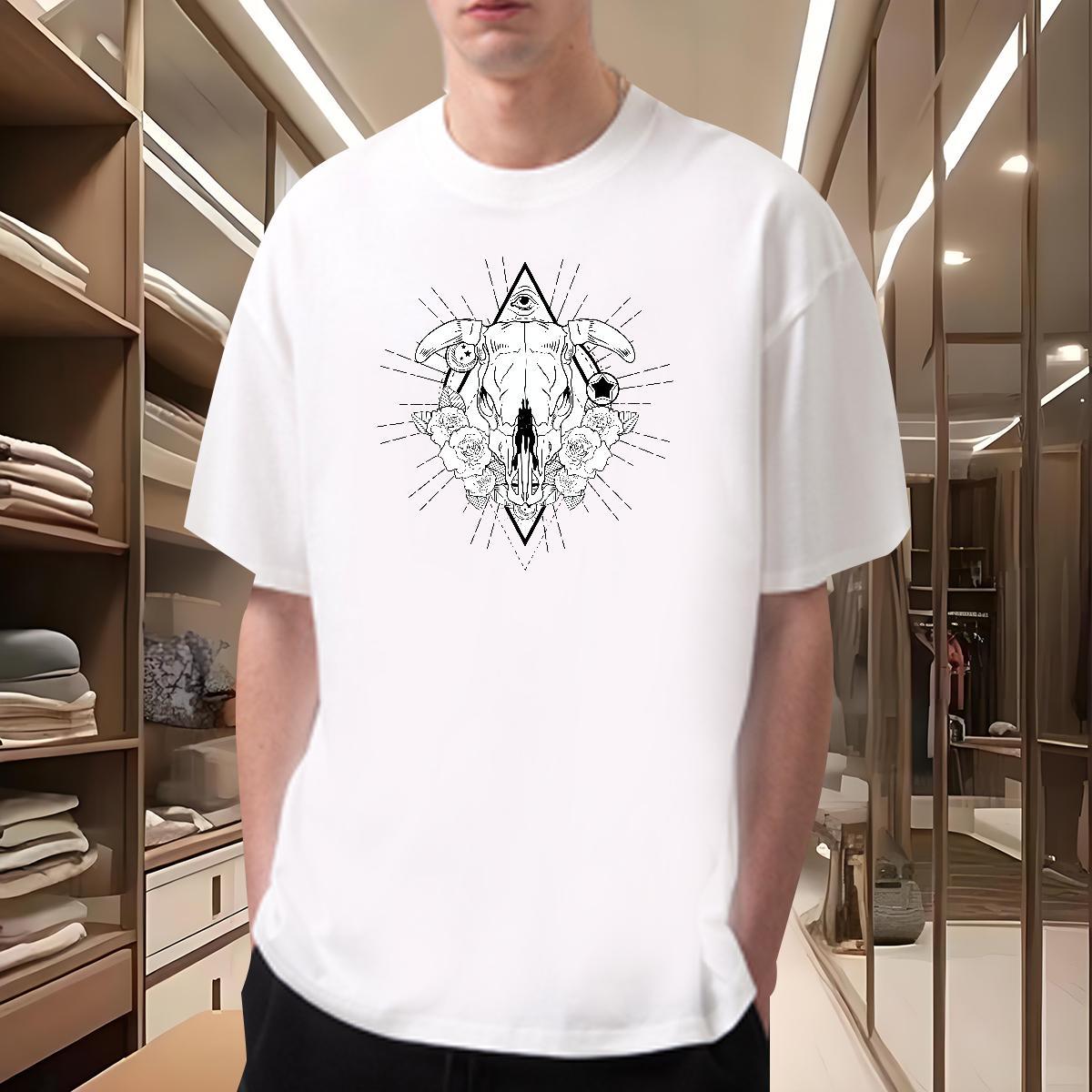 Cool Design T Shirts Men 230g Cotton eye of the devil Casual Daily Wear Custom Printed Breathable Short Sleeve Men Tees 2024 Designer Tops