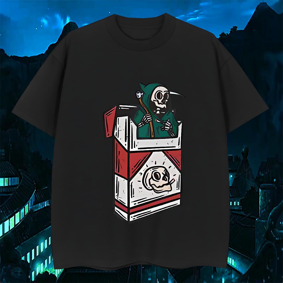 Classic Mens T Shirts 230g Cotton skull Street Casual DIY Short Sleeve Soft Men Clothes T-Shirt Casual New Tees