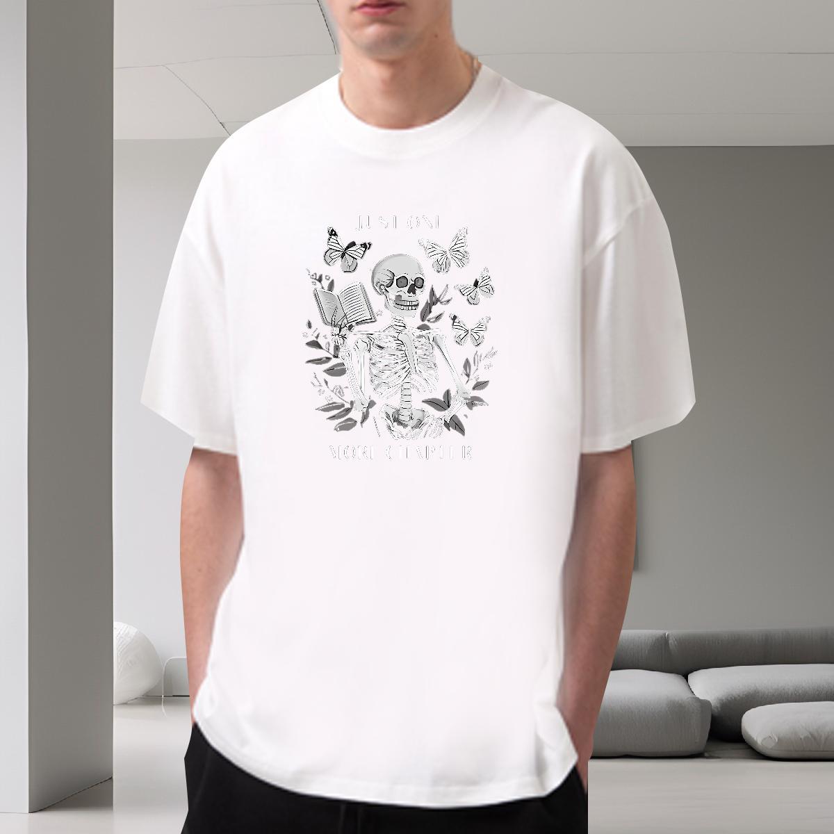 Unisex Mens T Shirts 100% Cotton 230g skull Casual Beach Custom Anime Breathable Crew Neck Men Tops Tees 2024 Summer Tops Shirt