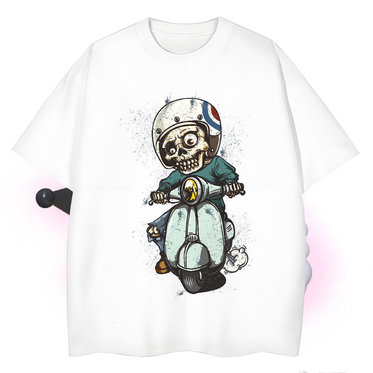 High Quality Men T Shirts 230g Cotton skull Street wear Hip Hop DIY Logo Oversized O Neck Short Sleeves Men Tops Tees Fashion Designer Tshirts