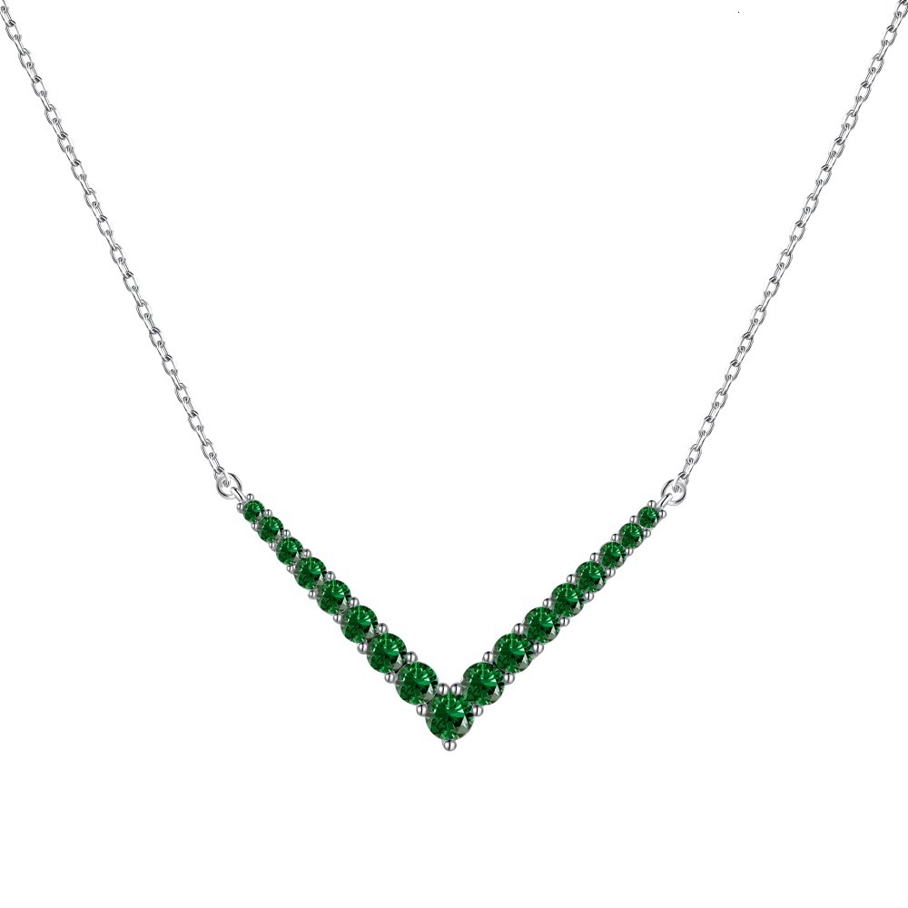 Korean New S Pure Sier Necklace V-shaped Full Zircon Inlaid Personalized Fashion Versatile Women's collarbone Chain