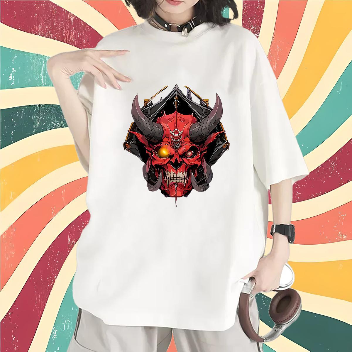 Comfortable Couples T Shirts 230g Cotton Terror Sport Womens T Shirts O Neck Short Sleeves Cartoon Floral Printing Tshirts